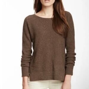 Vince Nutmeg Brown Moss Stitch Yak Wool Blend Crewneck Sweater Size Small